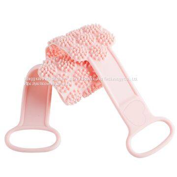 Double-Sided Shower Exfoliating Back Towel Silicone Soft Bath Belt Scrubber