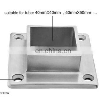 Square Stainless Steel Inox 304 Satin Polish Punching Floor Mounted Handrail Tube Flange With 4 Screws photo-6