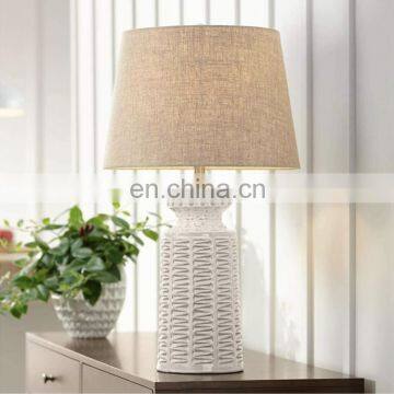 Personalized Good Item Cylinder Relief Surface Matte Beige Vintage Table Lamps Porcelain for Hotel Home Bedside Decor photo-5