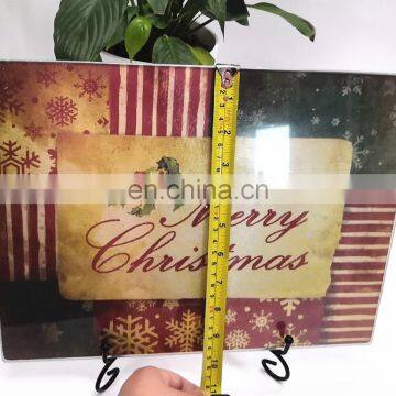 Factory Cheap Price Christmas Pattern Tempered Glass Cutting Board&chopping Blocks&serving Tray