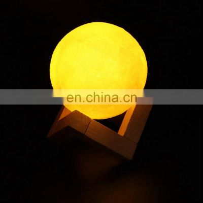 Christmas gift 3 color night light LED 3D printing moon lamp with usb charging creative holiday decor lamp