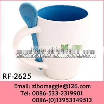 Professional Zibo Manufactured Colored Wholesale Ceramic Spooner Water Mug Promotion