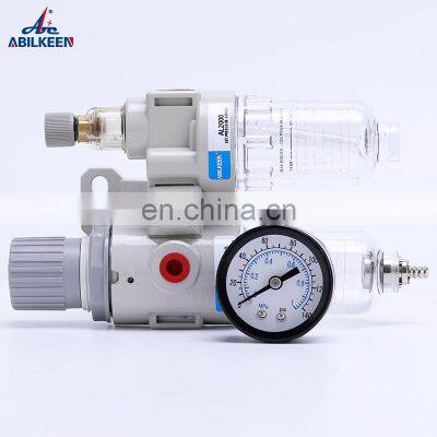 AFC3000 FRL Two Unit Automatic Drain FRL Combination Air Filter Regulator Air Source Treatment With Press Gauge