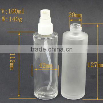 Specification of Frosted and clear round and short clear lotion glass bottles 100ml