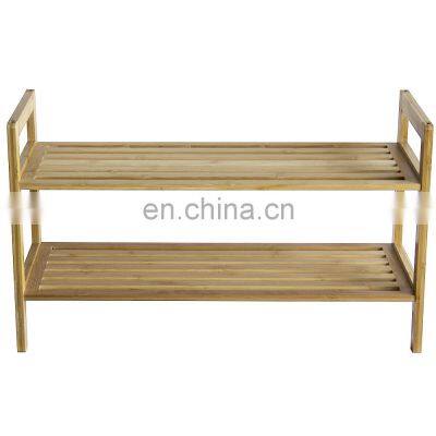 Natural Bamboo Wooden Shoe Rack Storage Display Stand 2-Tier Shelf Shoe Rack Designs