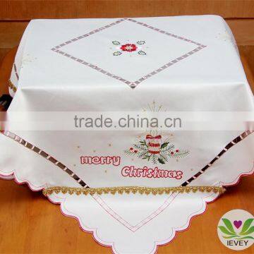 golden ribbon embroidery white Christmas wholesale fabric for tablecloth lmzc1002(1)