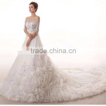 C71653A New Arrival Elegant Rose Long sleeves Wedding Dress 2016