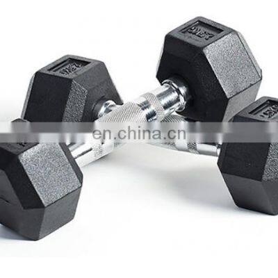 Cross Fitness Gym Basic Equipment Rubber Coated Hex Dumbbell photo-4