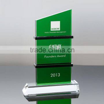 Green crystal corporate awards crystal plaque trophy