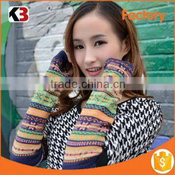 Wholesale lady's finger-less basic knitted arm warmer acrylic knitted long gloves