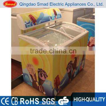 Commercial glass door ice cream display freezer price