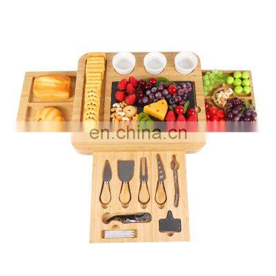 Bamboo Wood Charcuterie Board Cheese Serving Platter With Slide-Out Drawer photo-2