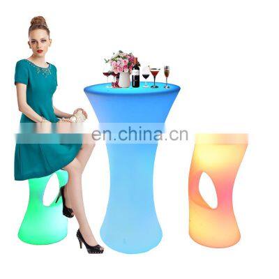 bar table and stools /night club home bar furniture glowing decoration chair bar led waterproof plastic led stool chair