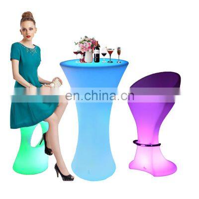 coffee table set /PE RGB color changed LED night club furniture catering cafe bar chair& table Bar Furniture Sets