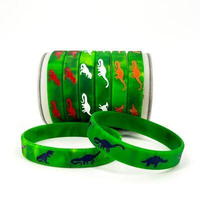 Chinese Factory in Stock Dinosaur Adventure Embossed Silicone Wristband Kids Dinosaur School Activity Present Silicone Bracelet photo-6