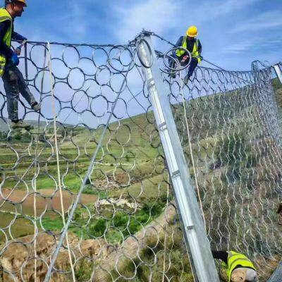 Rockfall Barrier Galvanized Steel Rope Mesh Flexible Ring Net 300/350mm Diameter for Road Slope Safety Cutting Bending Services