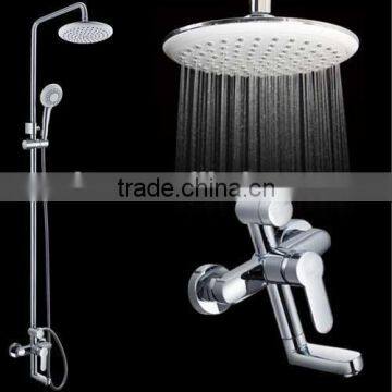 Bathroom Wall Mounted Chromed Round Rain Shower Set With Shower Head & Hand Shower