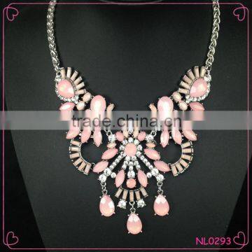 2016 New Arrival Elegant Sweet Candy Pink Necklace Fashion Women Luxury Resin Necklace