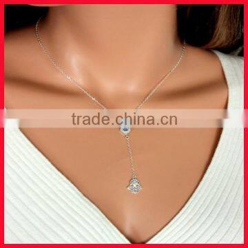 white gold micro pave evil eye,hamsa hand charm 925 silver necklace