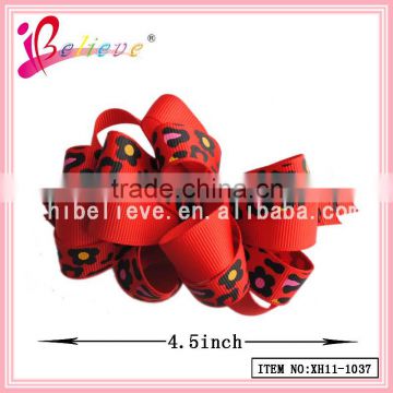 Red frizzy hair bow accessories,hair bow barrette wholesale,new years hair bows