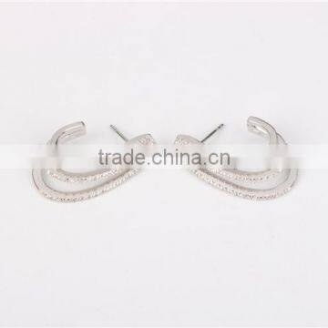 Latest Diamond 10k White Gold Hoop Earring Three Layer Fashion Design Jewelry photo-3