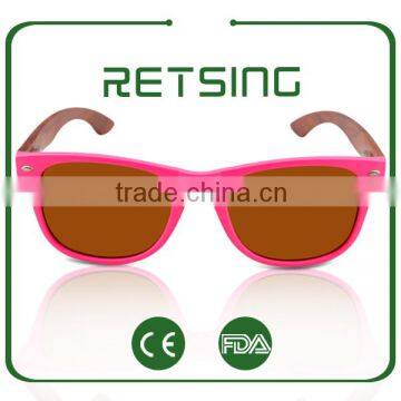 Plastic frame Bamboo arms sunglasses handmade, bamboo eyewear, bamboo sunglasses China