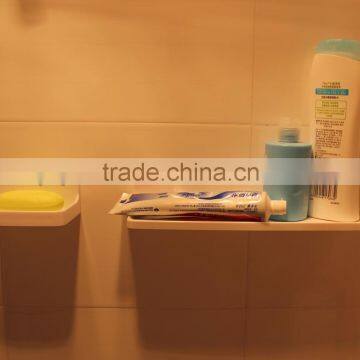 plastic self adhesive bathroom storage shelf