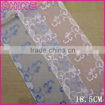 SGS Factory fashion cheap pink blue 18.5cm nylon embroidery Lace for woman underwear