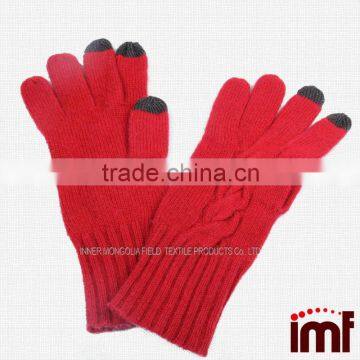 Delicate 100% Cashmere Smart Knitted Touch Gloves For Touch Screen