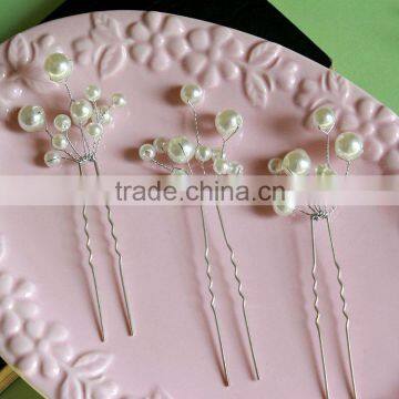 Delicate Latest Lady Wedding Flower Pearls Hairpins White Bridal Fashion Hair Jewelry Accessories photo-3