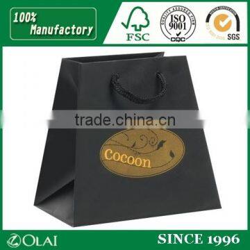 Luxury Black Shopping Paper Bag with Golden Logo