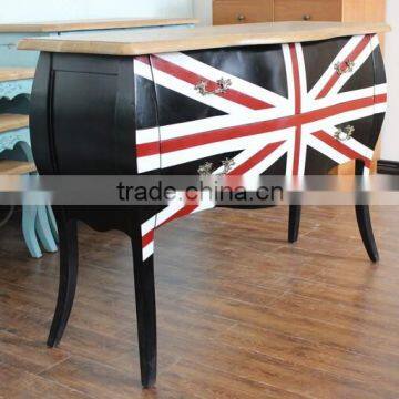 Raymer furniture Union Jack antique birch black painted wooden chest