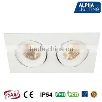 IP54 High quality 2*8W square adjustable dimmable anti-glare cob downlight