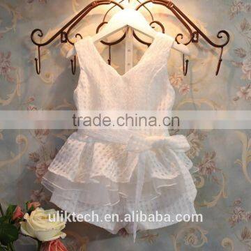 wholesale fashion children clothing set white overlay t shirt with short pants cheap girls clothing set