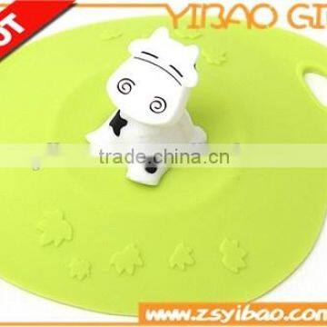 Cow shaped of silicone cup cover, eco-friendly silicone tea cup lid,