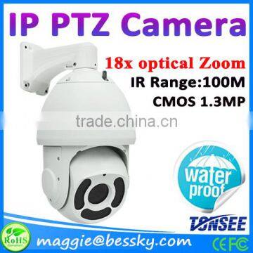 Onvif ptz camera, full HD 360 degree ptz ip camera 18x Optical zoom and day night vision 1.3 Megapixel