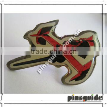 Customized Warplane Shape Dome Epoxy Metal Printing Pins For Souvenir