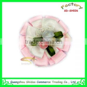 Hot sale artificial rose stain ribbon fabric handmade flower wholesale