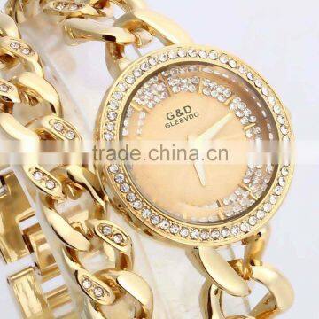 Women's Gold-Tone Stainless Steel Band Rhinestone Luury Fashion Quartz Analog Wrist Watches photo-4