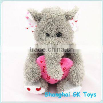 Valentine Toy Red Heart Plush Elephant