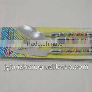 4pcs tableware sets in paper card packing with plastic handle of nice design and OEM quality