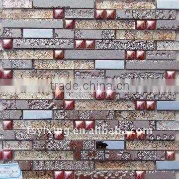 Strip metal wall art mosaic glass crystal tile backsplash decorative mosaic