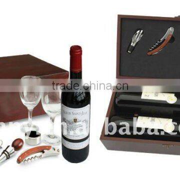 Stainless Steel Wine Set in Wine Wooden Box