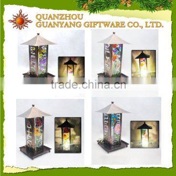 Metal chinese hanging lanterns candle lantern with glass lantern