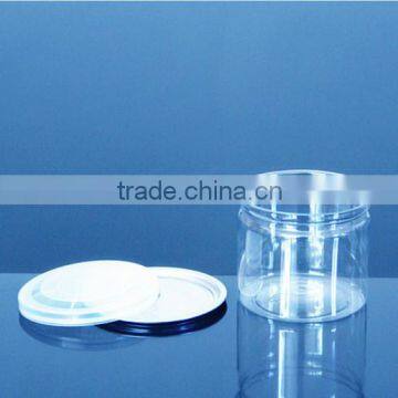 clear plastic PET wide mouth jars with aluminium easy open lid