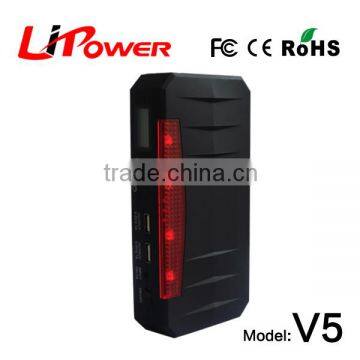 Portable lipo car battery auto jump starter 20000mAh 12v car jump starter with red warning light