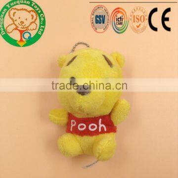 Small size Cute yellow teddy bear shaped keychain plush toy for sale