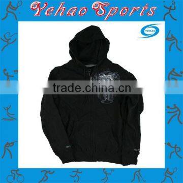 printing logo black hoody with zipper for men