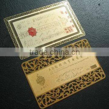 Chinese style Gold Plated Metal Member Card/Business Card