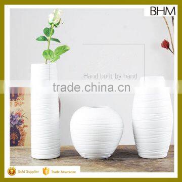 Bisque firing pure white fashion large jingdezhen ceramic floor vase for hotel decor